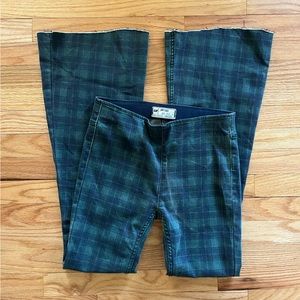 Free People Green Checkerboard Flare Pants